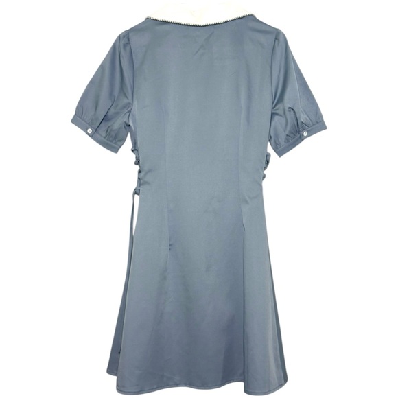 Allegra K Blue and White A-Line Dress with Peter Pan Collar - Picture 3 of 7